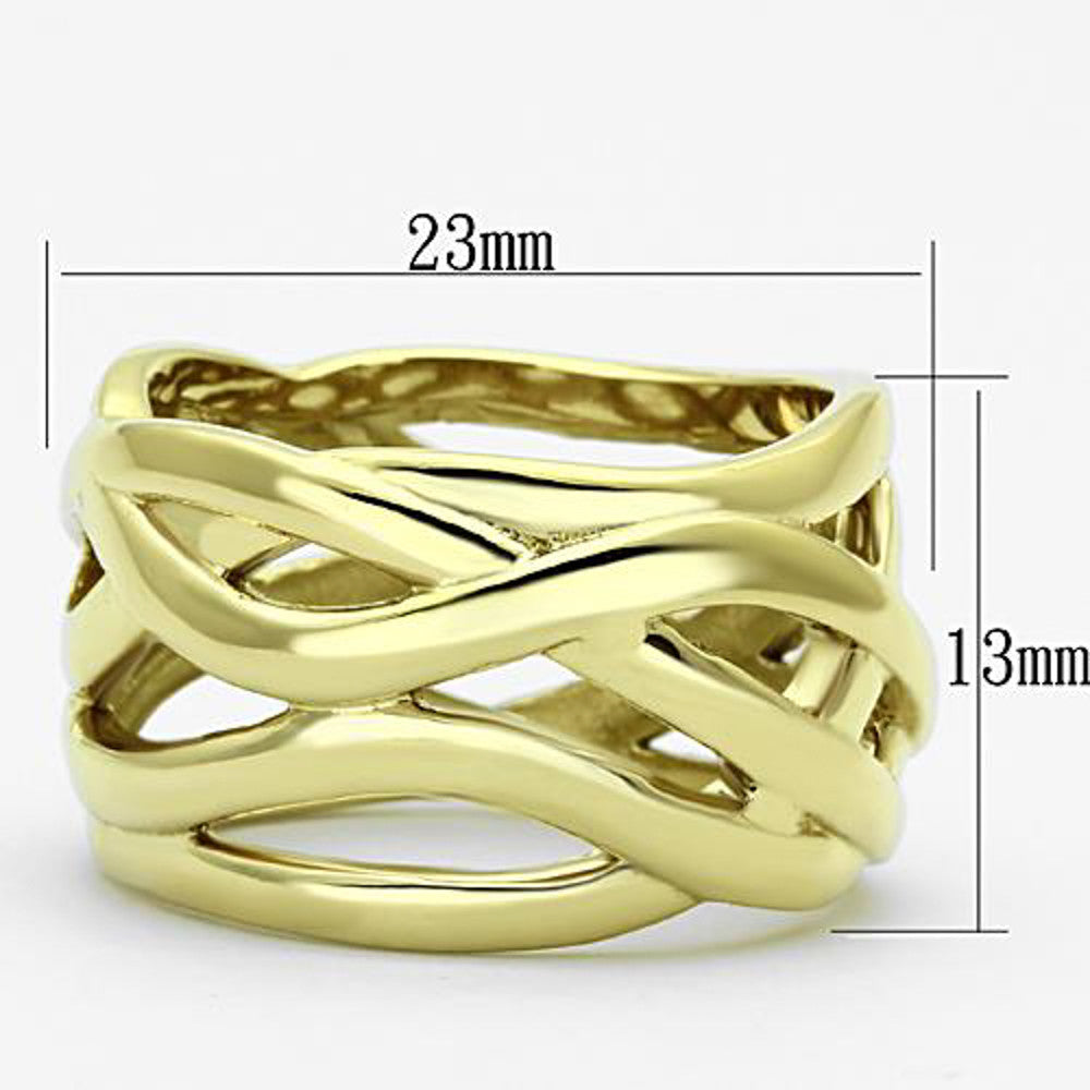 ARTK1107 Stainless Steel 316L 14k Gold Ion Plated Fashion Ring 13mm Wide, Women's Sz 5-10